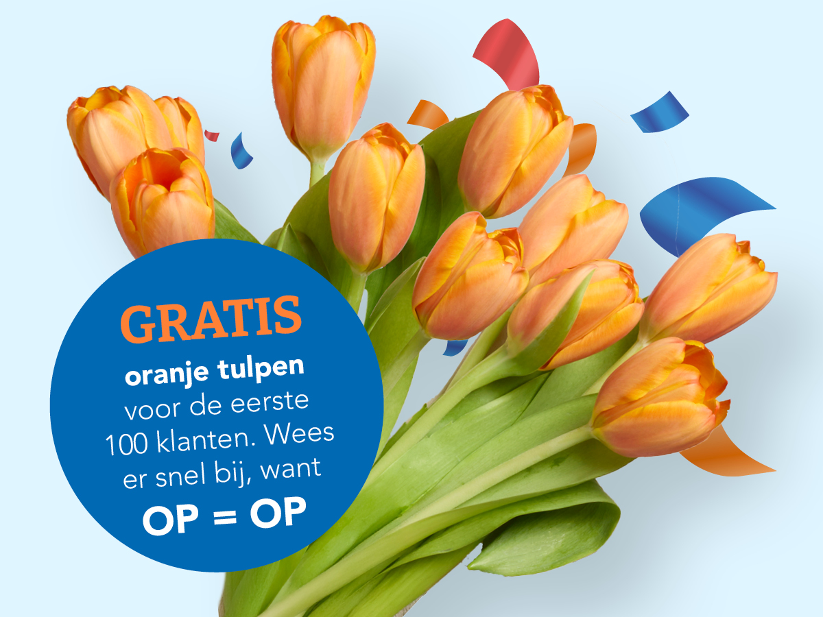 Gratis oranje tulpen voor de eerste 100 klanten