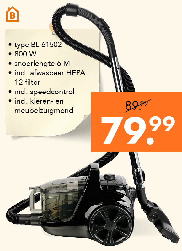 Stofzuiger Cycloon voor 79.99