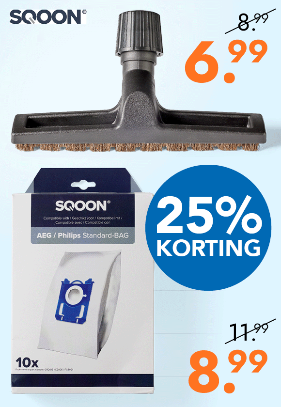 Alle stofzuigerzakken en -accessoires met 25% korting