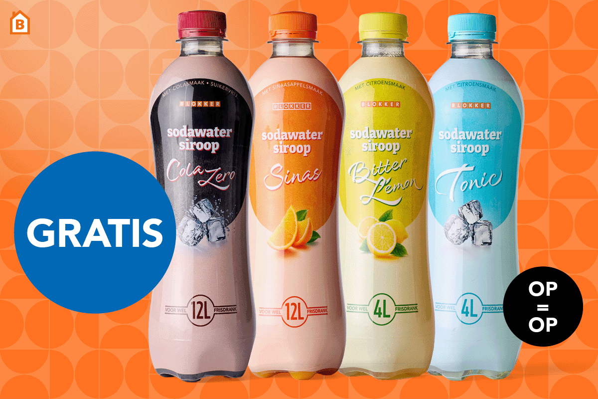 Bij iedere besteding vanaf 10.- een flesje sodasiroop* t.w.v. 4.99