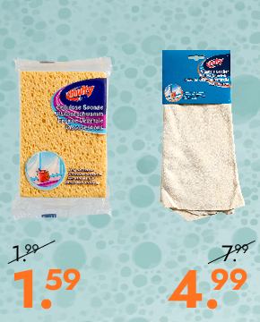 Multy huishoudspons en natuurzeem voor 1.59 en 4.99